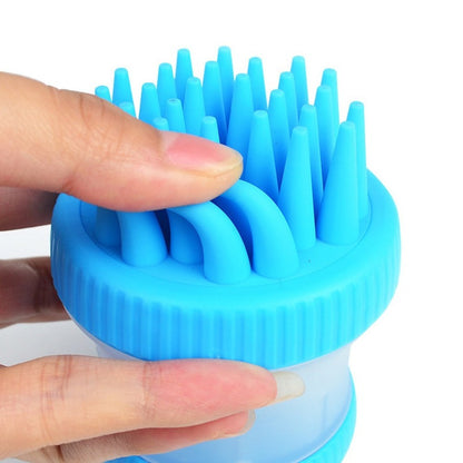 Soft Silicone Pet Bath Brush with Shampoo Dispenser