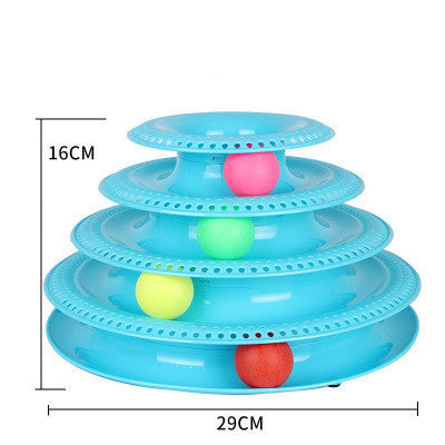 Interactive Funny four layer Cat Turntable Pet Ball Tower Tracks Toy