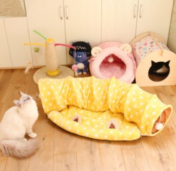 Drop shippingJouets vente Chaude Tunnel Long 1.2 M Belle Fun conception 2 Windows et 2 Trous Chat Tunnel Chaton Chiot Pet fournitures