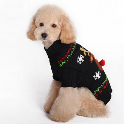 Christmas Pet Sweater with Poinsettia Design