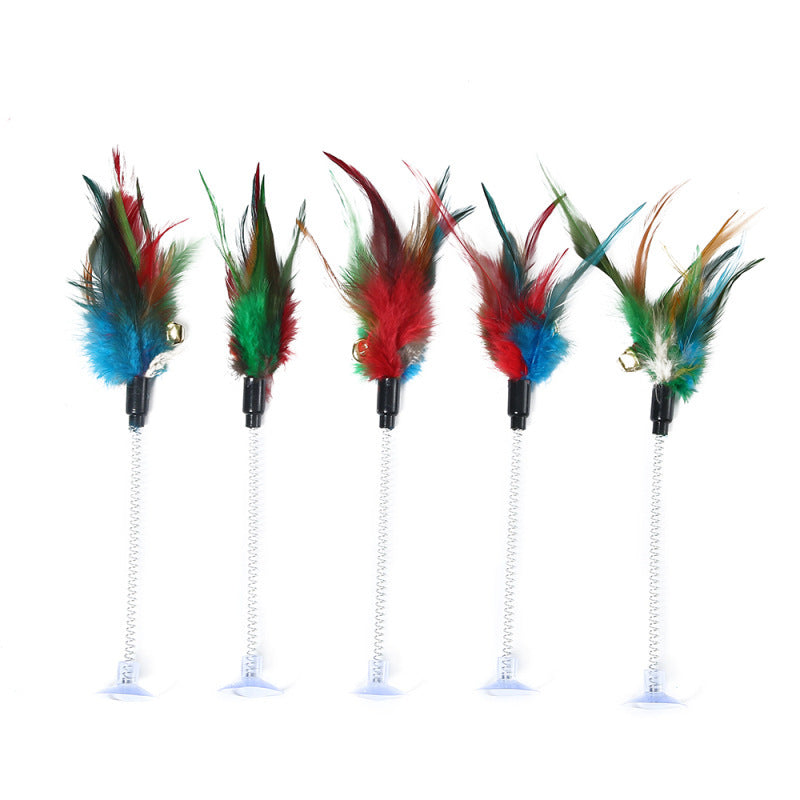 Random Colour Plastic Cat Toys Feather Funny Cat Mice Shape 20 x 10cm False Mouse Pet Products Bottom Sucker Elastic 1PC