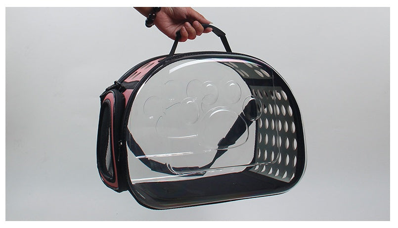 Bag out portable transparent cat dog backpack foldable four-sided breathable Messenger portable cat bag