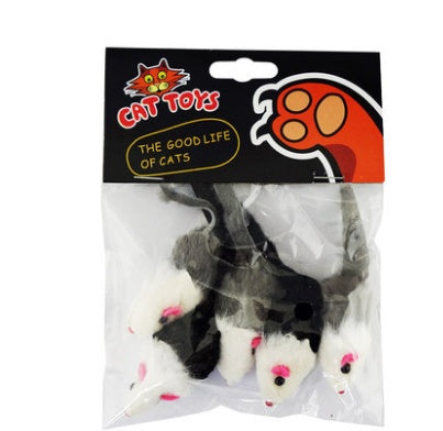 Cat toy cat fake mouse toy tiantian cat rabbit skin mouse (5 packs) funny cat toy