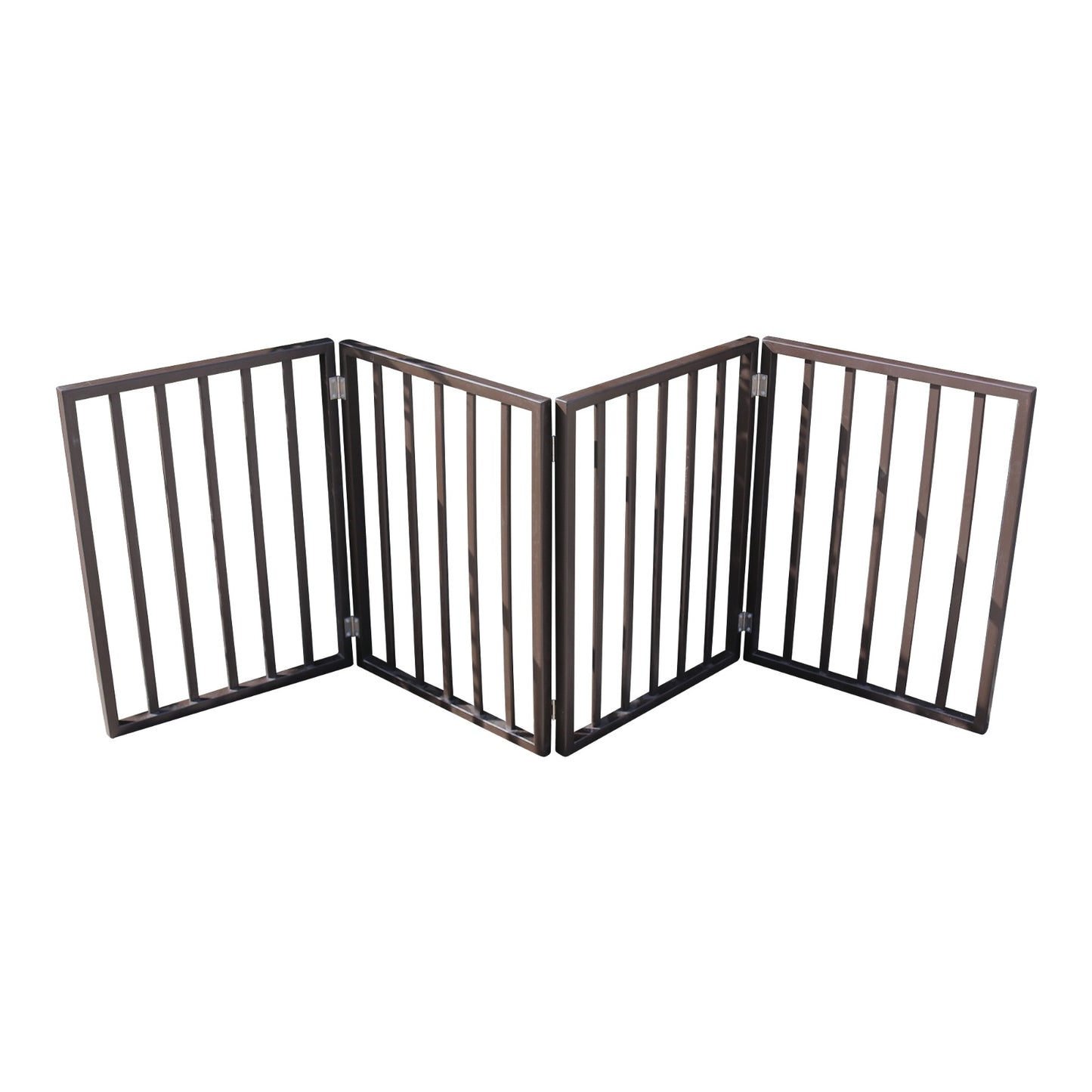 Wooden Pet Gate - Freestanding, Folding For Doorways, Stairs, House, Brown Arc