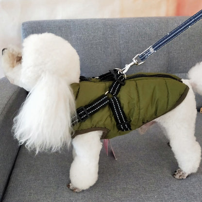 Waterproof Winter Dog Jacket with Built-in Harness for Cold Weather