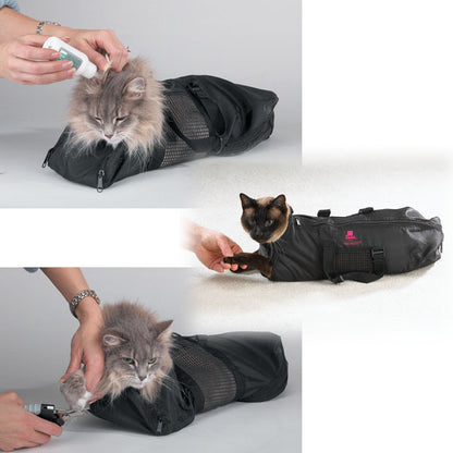 Adjustable Pet Bathing and Grooming Bag for Cats