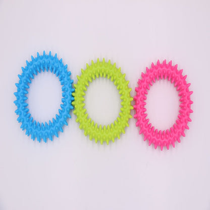 TPR Rubber Barbell Pet Toy with Spiked Ring – Durable and Fun Bite Toy for Pets