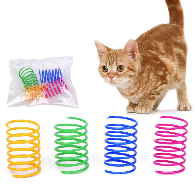 Plastic Spring Cat Toy Interactive Play Ball