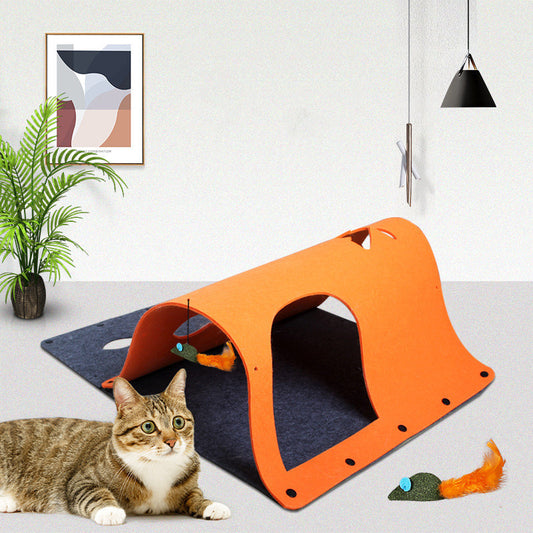 2 in 1 DIY Combined Cat Tunnel Toy Removable Felt Cat Nest House Puppy Ferrets Rabbit Play Dog Tunnel Tubes