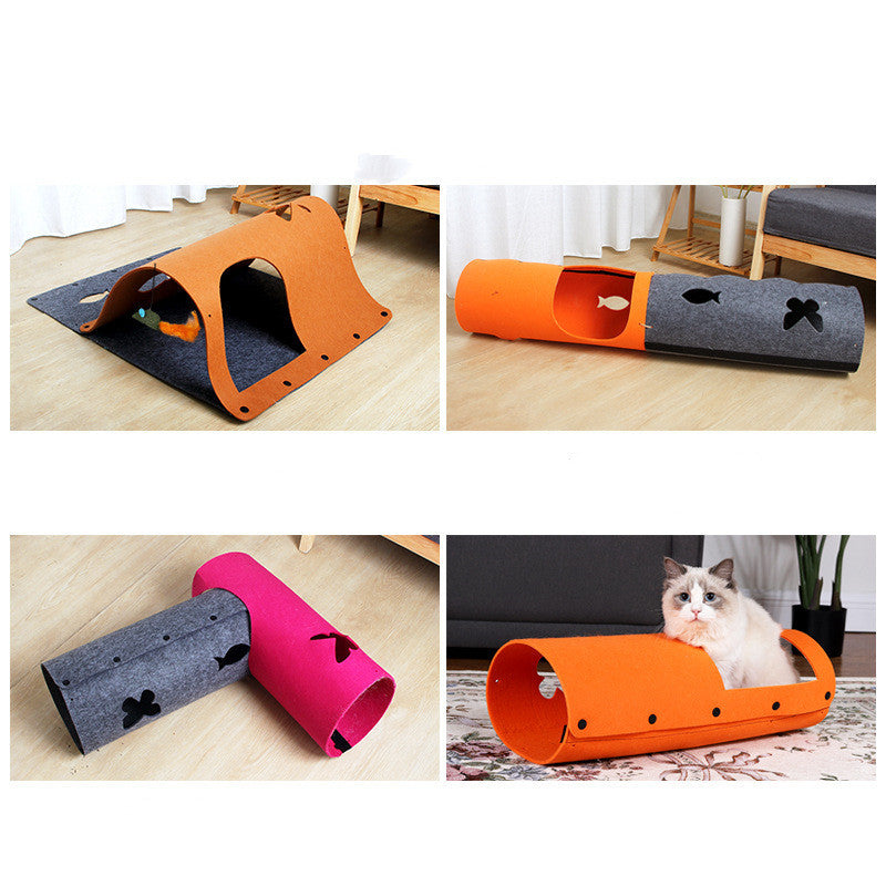 2 in 1 DIY Combined Cat Tunnel Toy Removable Felt Cat Nest House Puppy Ferrets Rabbit Play Dog Tunnel Tubes