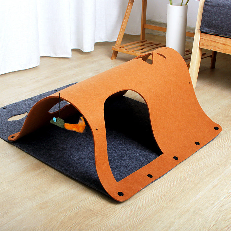 2 in 1 DIY Combined Cat Tunnel Toy Removable Felt Cat Nest House Puppy Ferrets Rabbit Play Dog Tunnel Tubes