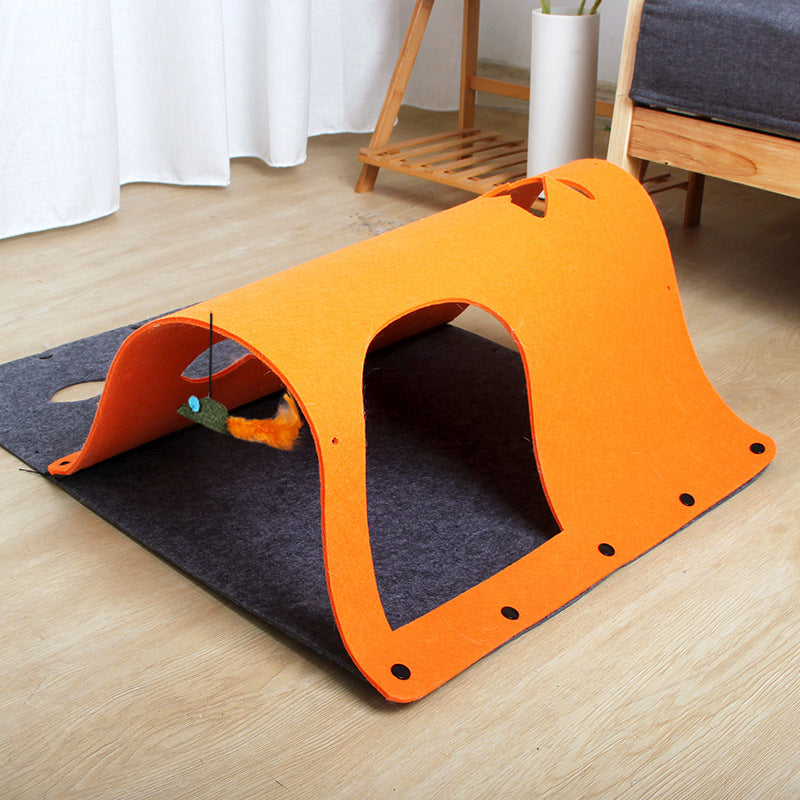 2 in 1 DIY Combined Cat Tunnel Toy Removable Felt Cat Nest House Puppy Ferrets Rabbit Play Dog Tunnel Tubes