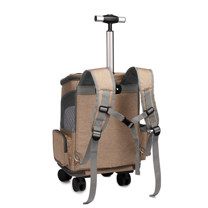 Rolling Pet Backpack with Wheels for Travel