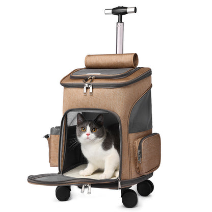 Rolling Pet Backpack with Wheels for Travel
