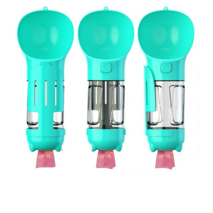 Leak Proof Dog Water Bottle with Food Storage and Waste Bag Holder