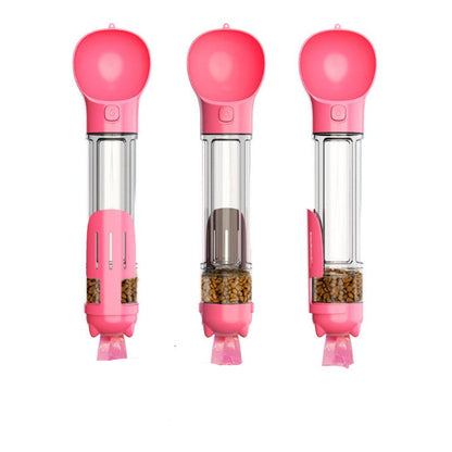 Leak Proof Dog Water Bottle with Food Storage and Waste Bag Holder