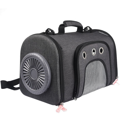 Pet Out Bag with Fan & Side Mesh Ventilation – Space Cat Bag