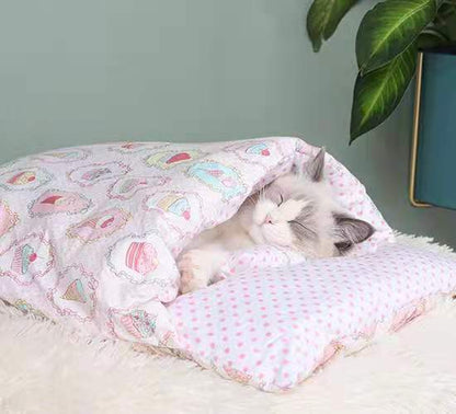 Cat Sleeping Bag Fairy Cat Litter Wind Semi-Closed Autumn And Winter Warm Cat Kennel