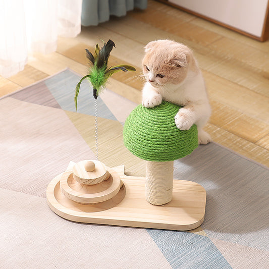 New Sisal Ball Solid Wood Turntable Durable Cat Toy Cat Supplies