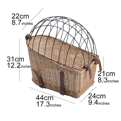 Rattan Bicycle Basket Rear Basket Pet Basket