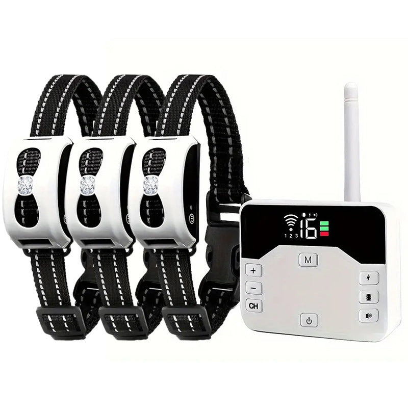 Electronic Pet Fence Bark Stopper Remote Control Dog Trainer 2-in-1 Rechargeable Waterproof Collar