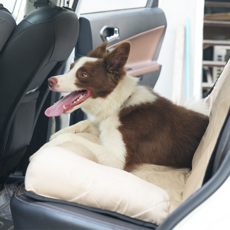 Khaki Cotton Dog Car Bed Mat