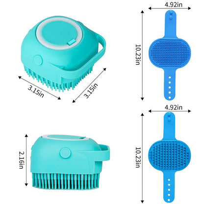 3 Piece Dog Bath Brush Set for Grooming and Massage