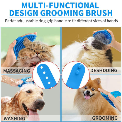 3 Piece Dog Bath Brush Set for Grooming and Massage