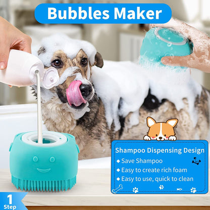 3 Piece Dog Bath Brush Set for Grooming and Massage
