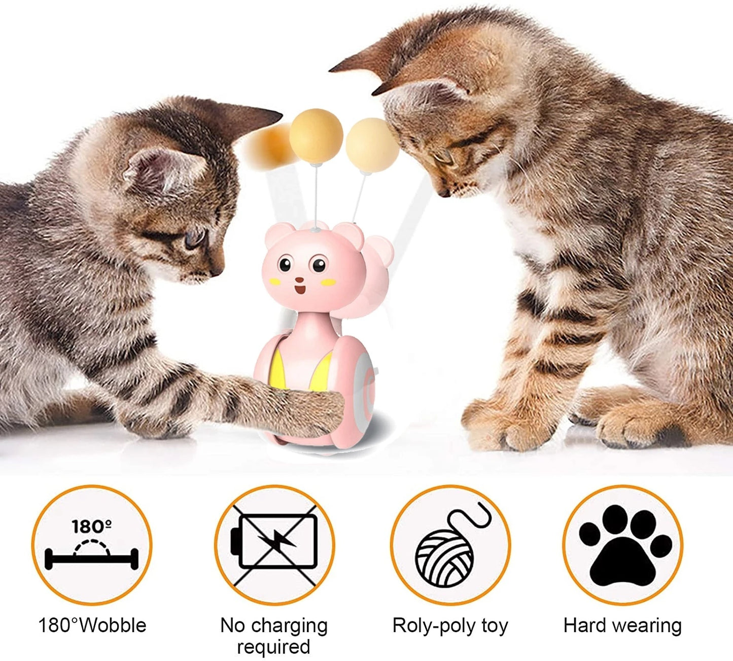 Cat Interactive Feather Toys Pet Bumbler Funny Toy Interactive Cats Toys Cat Rolling Teaser Feather Wand Toys Rotating Ball