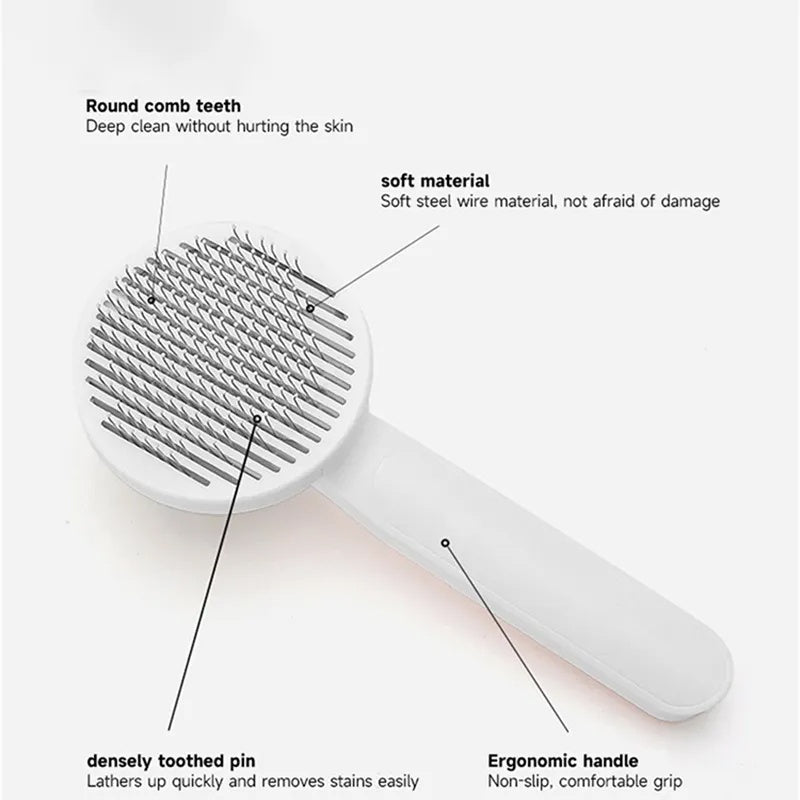 Cat Grooming Brush, Self Cleaning Slicker Brushes For Dogs Pet Hair Removal Comb Stainless Steel Needle Cat Brush Self Cleaning For Cats Dogs Hair Remover Scraper Pet Grooming Tool