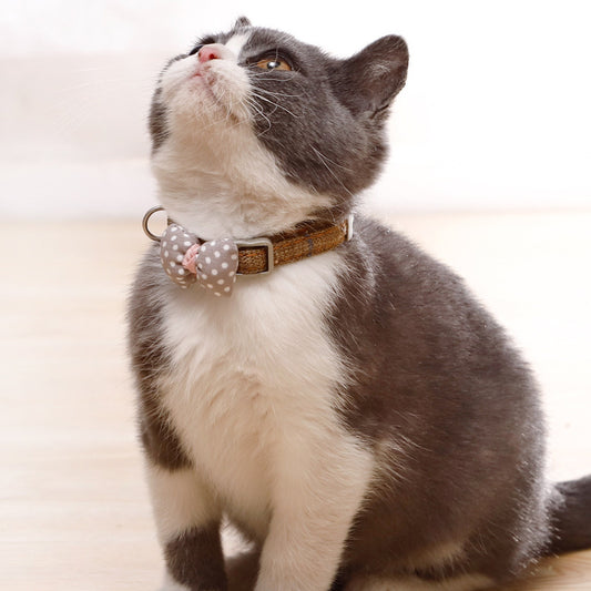 Gentleman Cotton Cored Polka Dot Bow Cat Collar