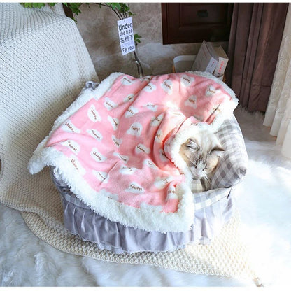 Soft Lamb Fleece Pet Blanket Warm Flannel Cushion