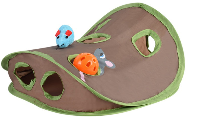 Cat Toy With A Bell To Catch The Ball, Puzzle And Playable Nine-hole Mouse Hole