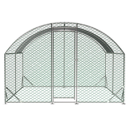 Large Chicken Coop Metal Chicken Run With Waterproof And Anti-UV Cover, Dome Shaped Walk-in Fence Cage Hen House For Outdoor And Yard Farm Use, 1 Tube Diameter, 9.84 X 13.12 X 6.56