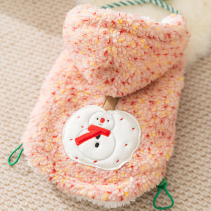Snowman Embroidered Sherpa Pet Hoodie