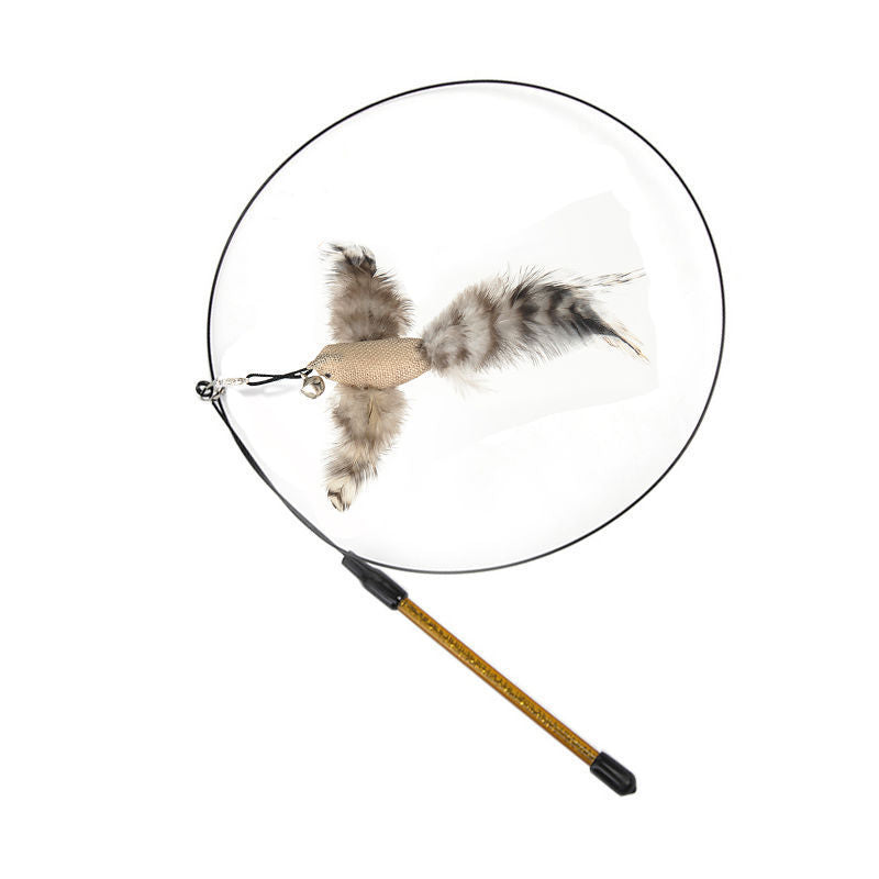 Steel Wire Feather Funny Cat Stick Long Rod