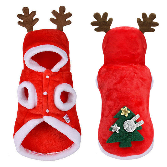 Flannel Elk Christmas Pet Clothing