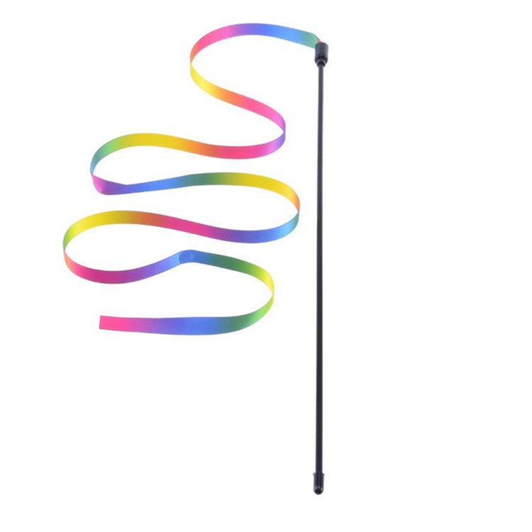 Rainbow ribbon cat stick