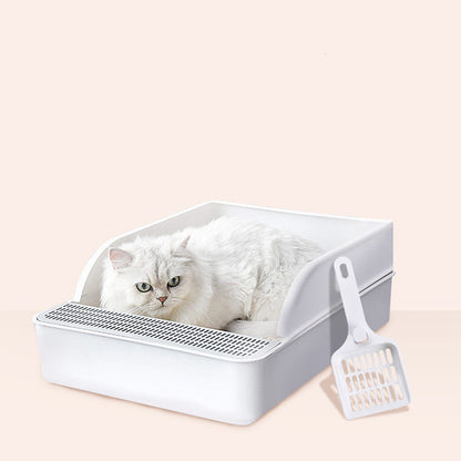 Compact Semi Enclosed Cat Litter Box for Easy Cleaning