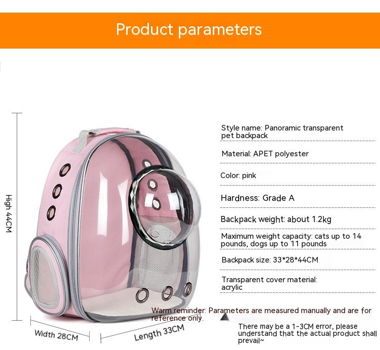 Transparent Panoramic Space Capsule Cat Bag