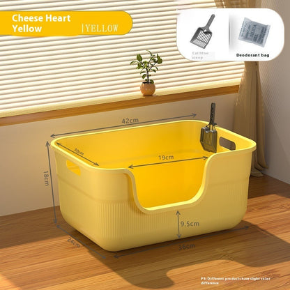 Oversized Splash-proof Cat Litter Box Oversized Open Semi-closed Cat Toilet