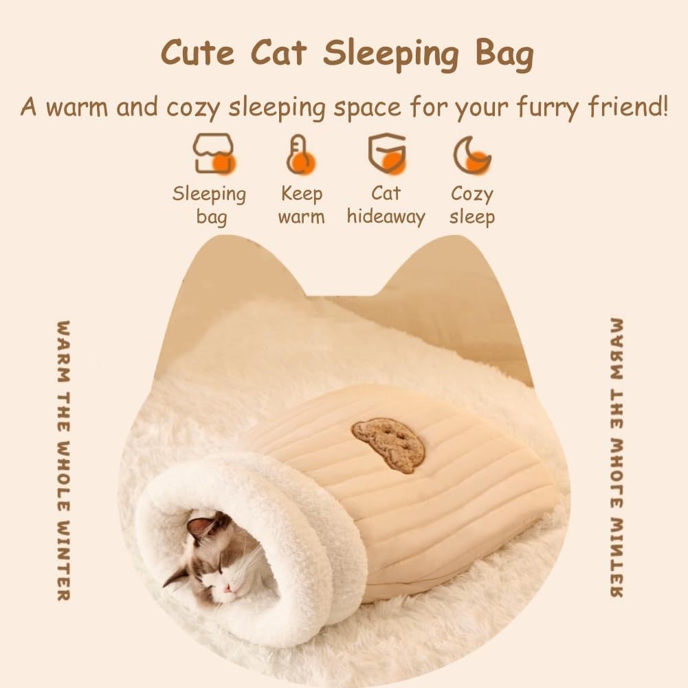 Cozy Plush Cat Sleeping Bag with Tunnel Design