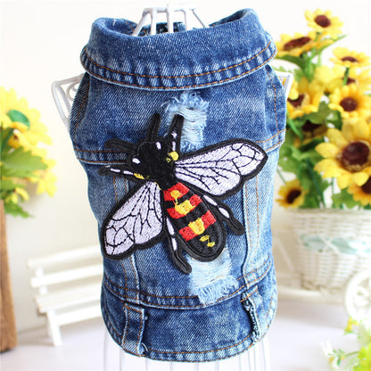 Designer Dog Denim Jacket Vest Coat for Small Dogs and Puppies