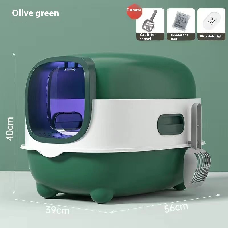 Oversized Enclosed Cat Litter Box with UV Sterilization