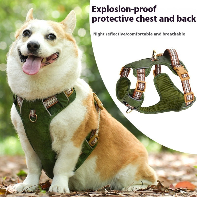 Explosion-proof Reflective Retro Leather Pet Harness