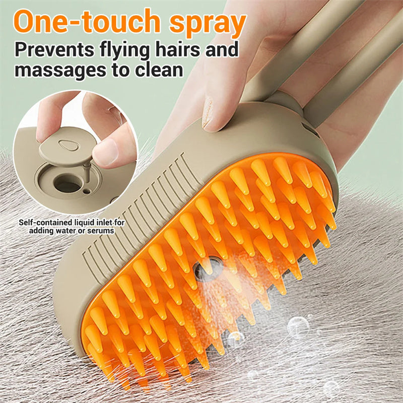 Electric Pet Grooming Brush with Steam Spray