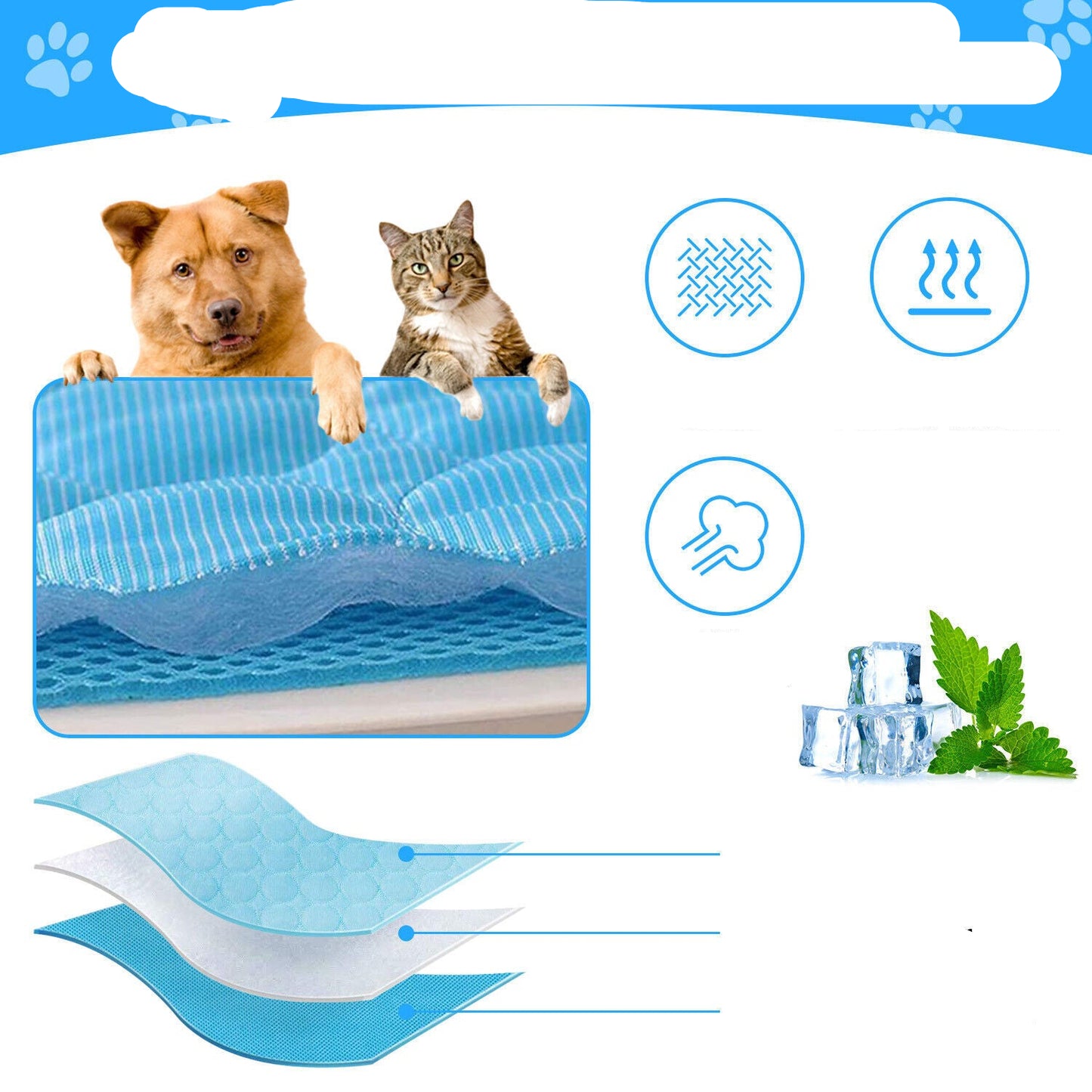 Pet Cooling Mat – Cool Pad Cushion for Dogs, Cats, and Puppies