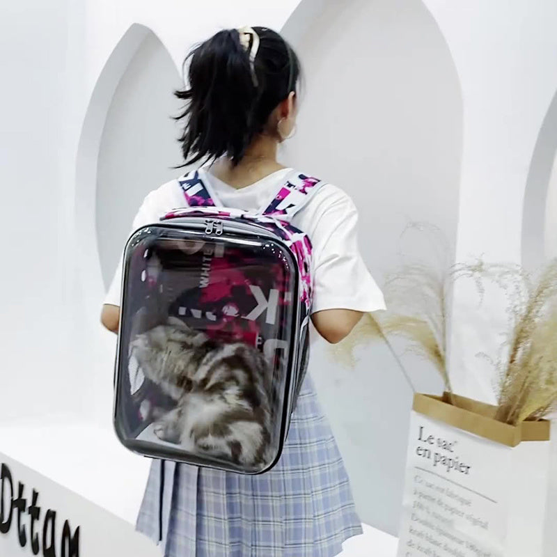 Cartoon Space Capsule Travel Breathable Pet Backpack Transparent