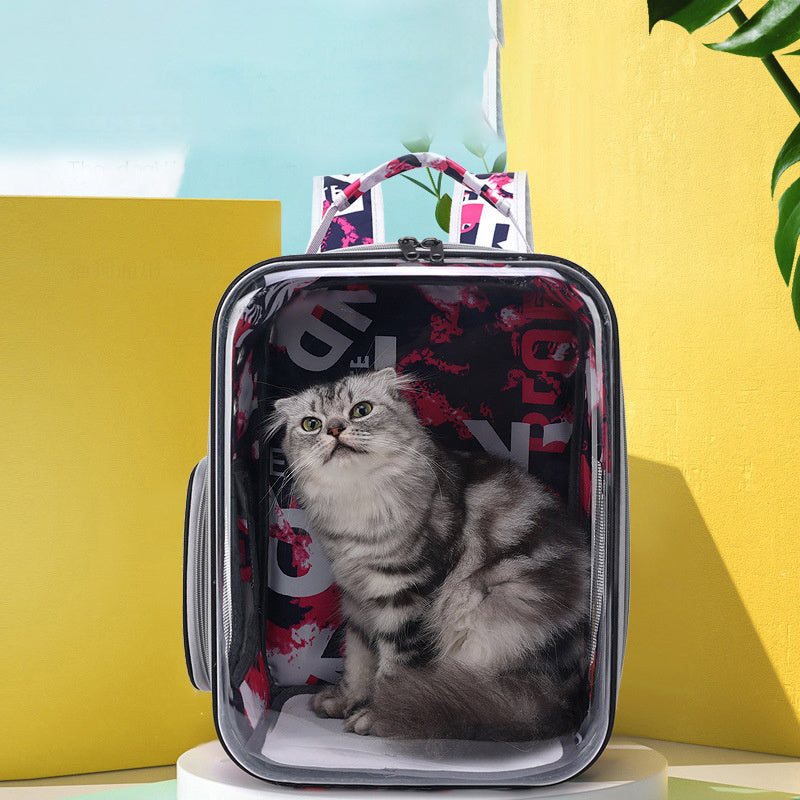 Cartoon Space Capsule Travel Breathable Pet Backpack Transparent